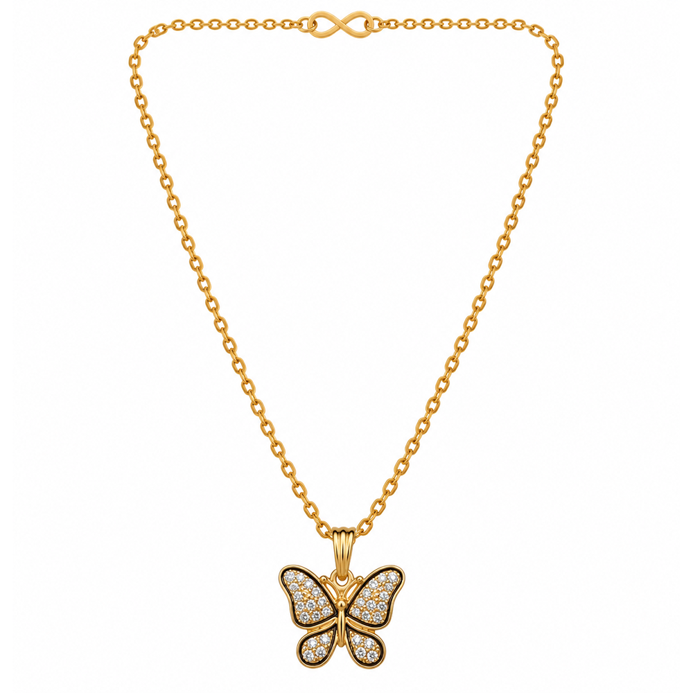 The99Jewel Graceful Austrian Stone Butterfly Pendant Gold Plated Chain Necklace
