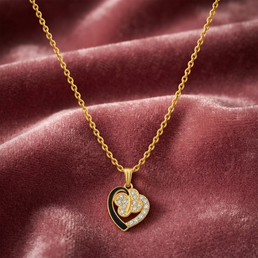 The99Jewel Graceful Austrian Stone Heart Pendant Gold Plated Chain Necklace