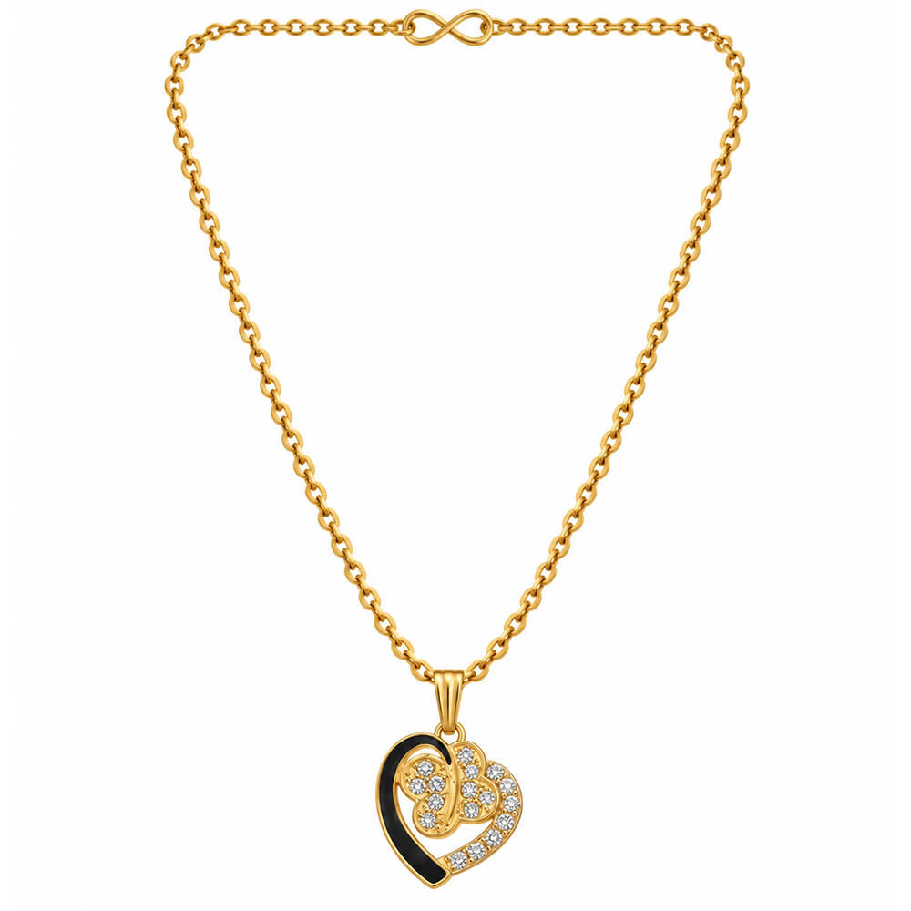 The99Jewel Graceful Austrian Stone Heart Pendant Gold Plated Chain Necklace
