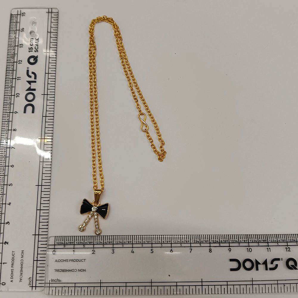 The99Jewel Graceful Austrian Stone Bow Pendant Gold Plated Chain Necklace