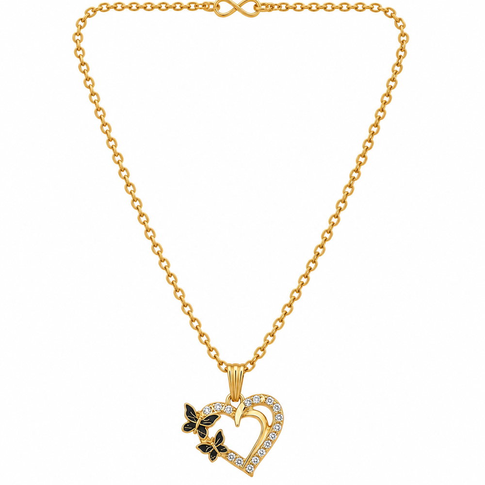 The99Jewel Graceful Austrian Stone Heart Pendant Gold Plated Chain Necklace