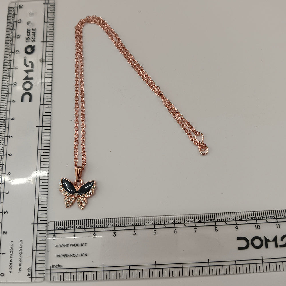 The99Jewel Graceful Austrian Stone Butterfly Pendant Rose Gold Plated Chain Necklace