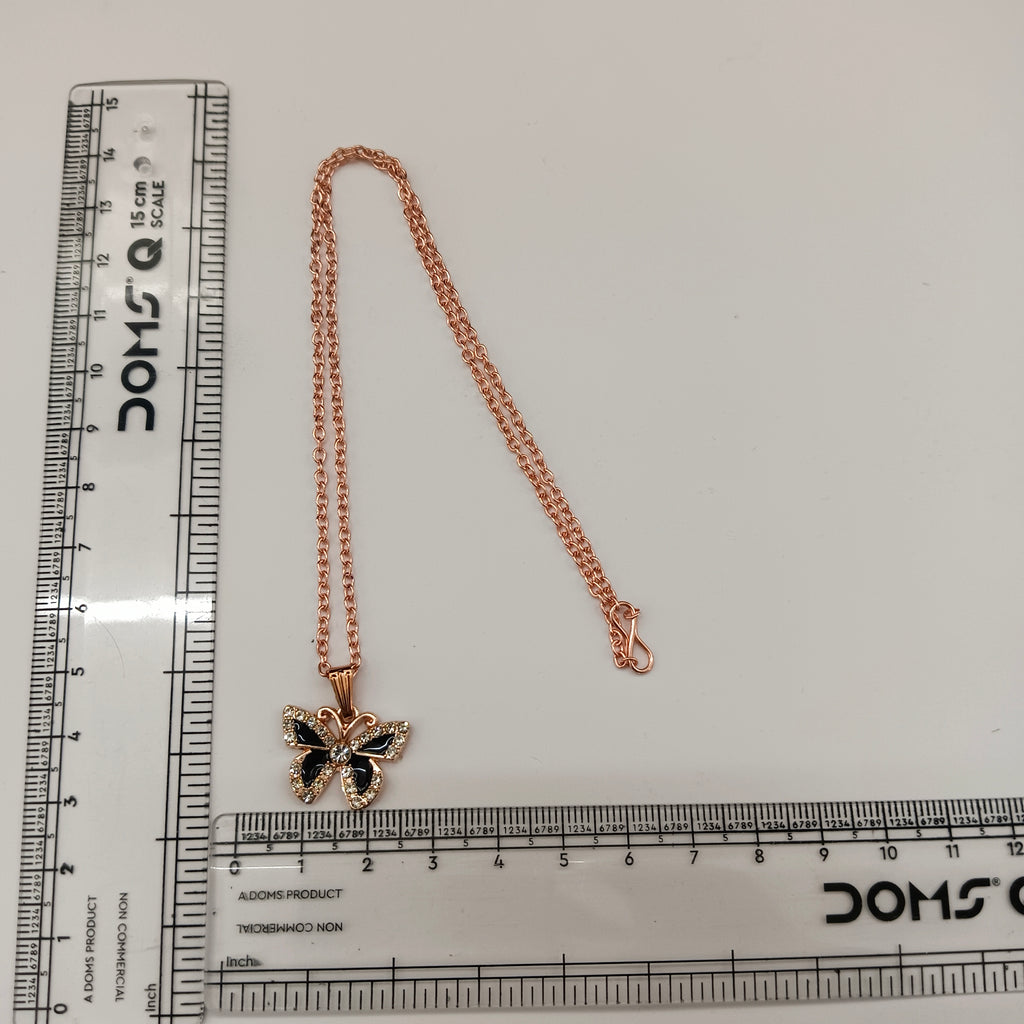 The99Jewel Graceful Austrian Stone Butterfly Pendant Rose Gold Plated Chain Necklace