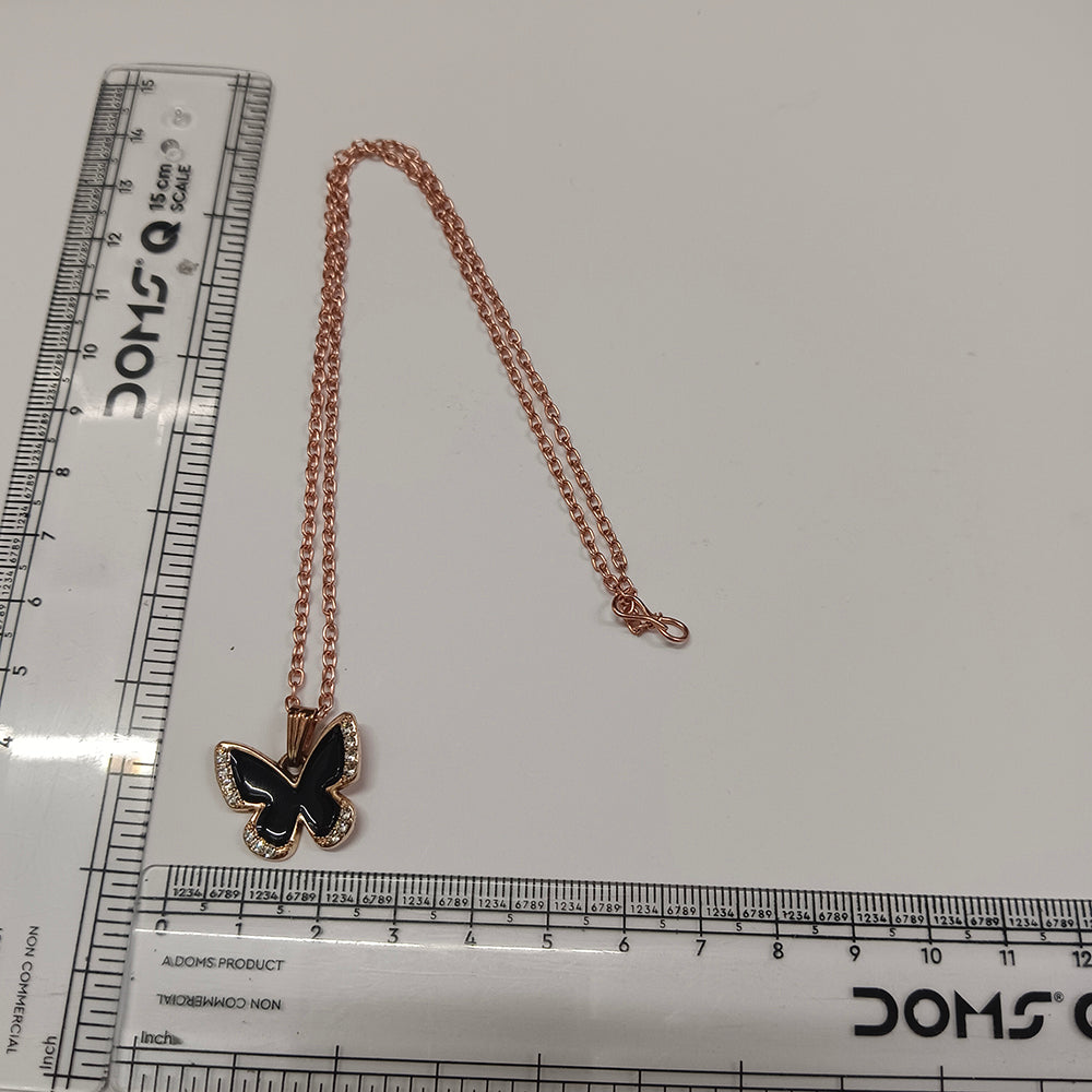 The99Jewel Graceful Austrian Stone Butterfly Pendant Rose Gold Plated Chain Necklace
