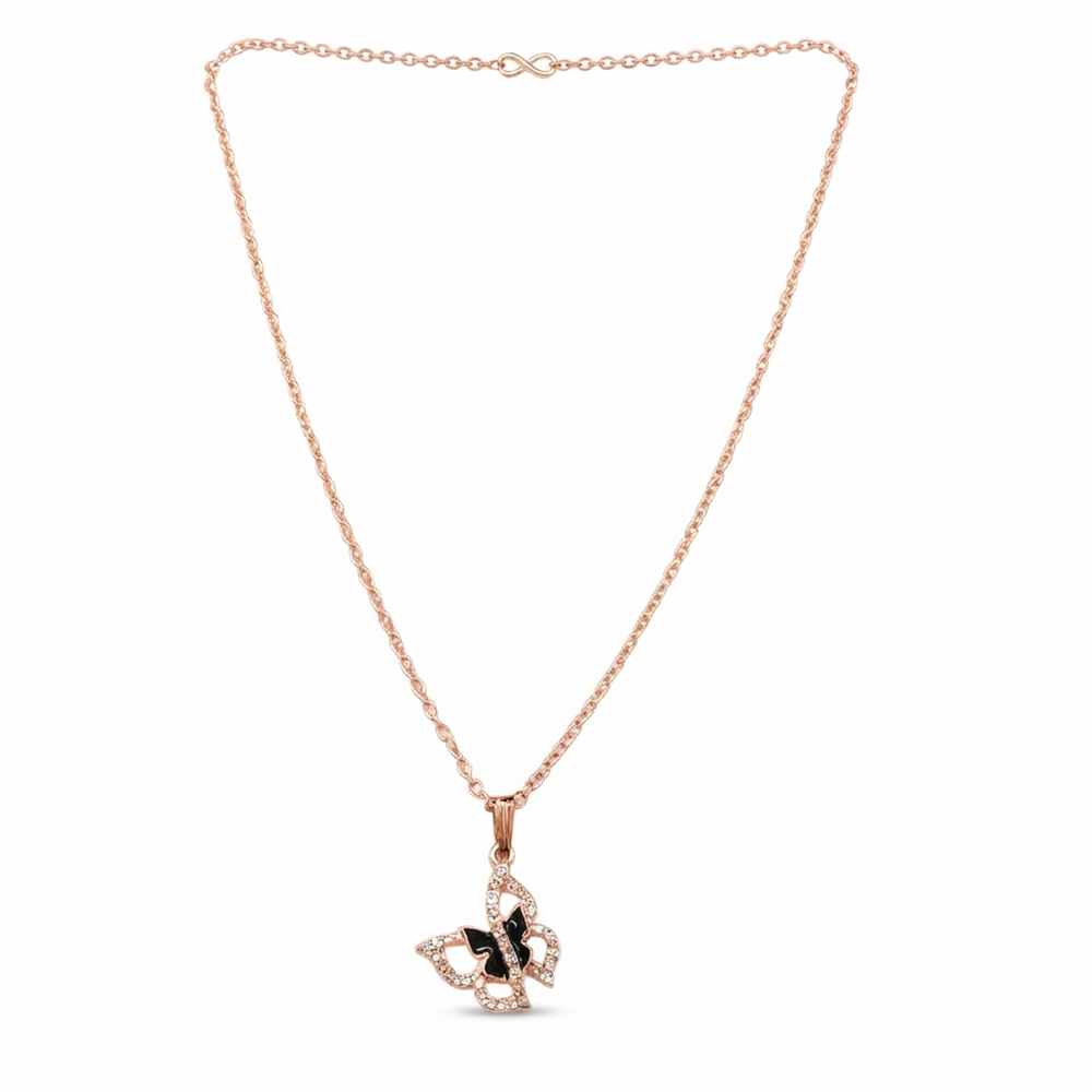 The99Jewel Glamorous Rose Gold Plated Austrian Stone Butterfly Pendant Jewellery for Women