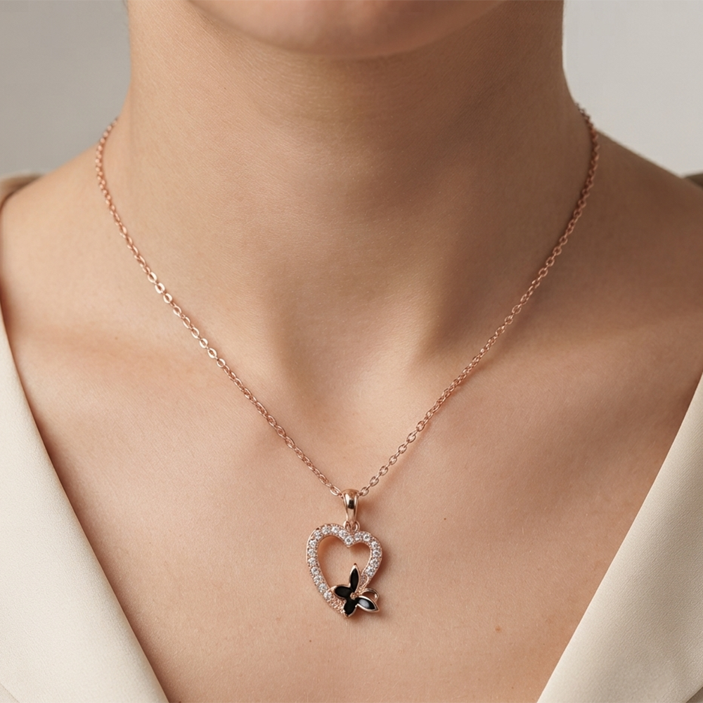 The99Jewel Glamorous Rose Gold Plated Austrian Stone Heart Pendant Jewellery for Women
