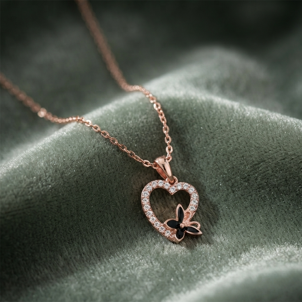 The99Jewel Glamorous Rose Gold Plated Austrian Stone Heart Pendant Jewellery for Women