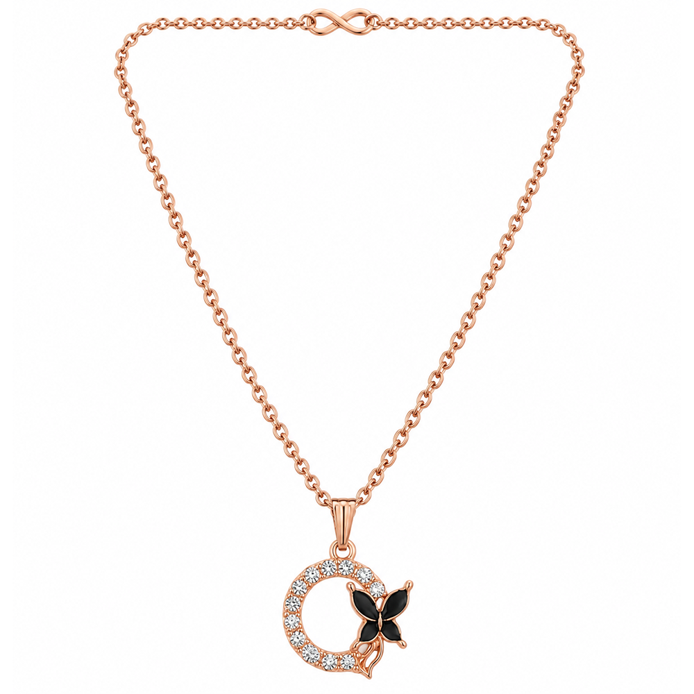 The99Jewel Glamorous Rose Gold Plated Austrian Stone Butterfly Pendant Jewellery for Women