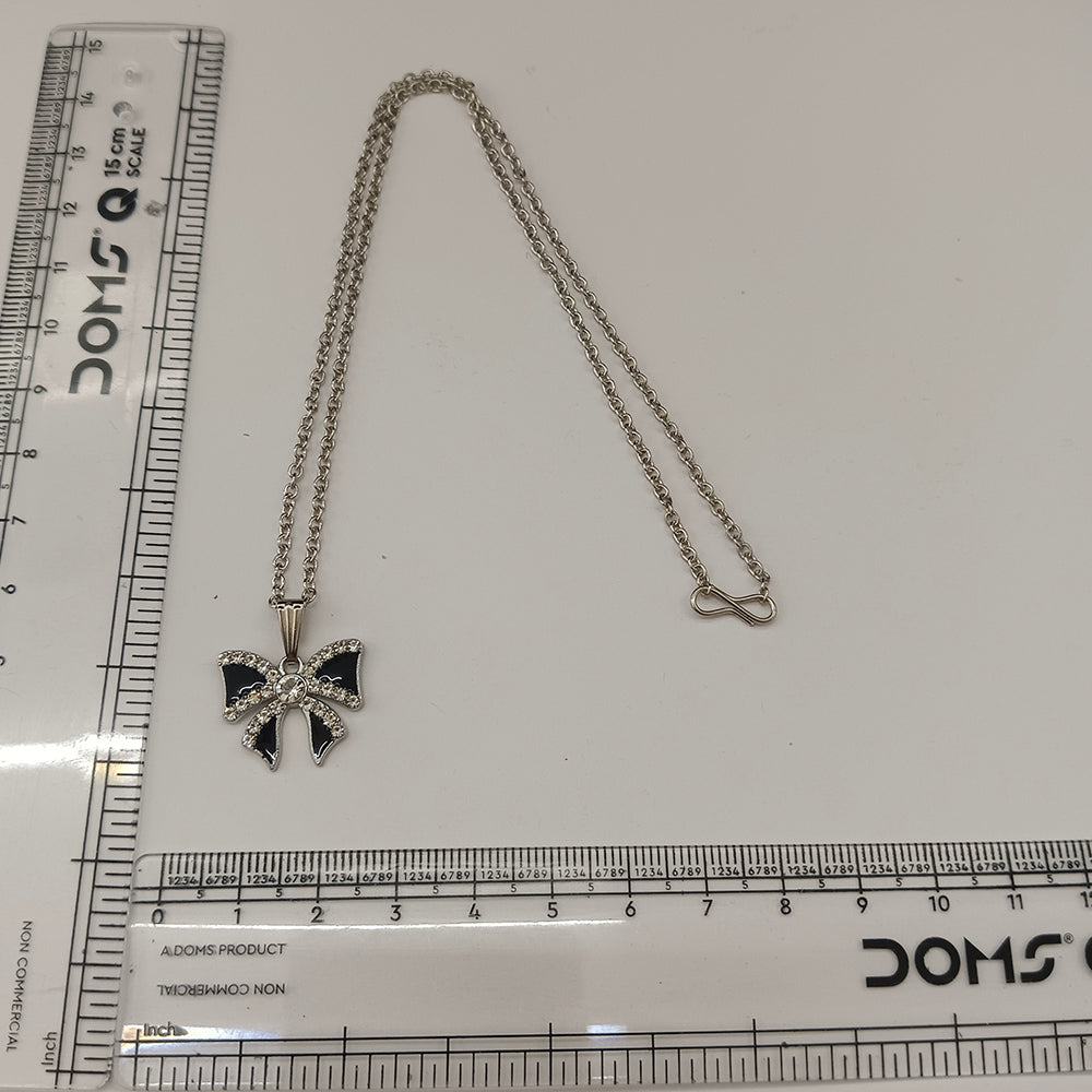 The99Jewel Glamorous Silver Plated Austrian Stone Bow Pendant Jewellery for Women