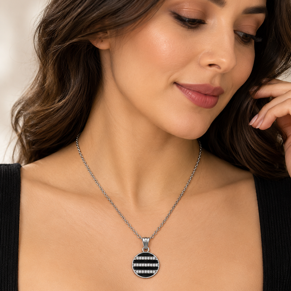 The99Jewel Glamorous Silver Plated Austrian Stone Circle Pendant Jewellery for Women
