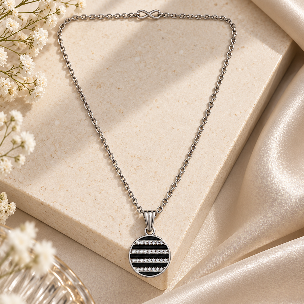 The99Jewel Glamorous Silver Plated Austrian Stone Circle Pendant Jewellery for Women