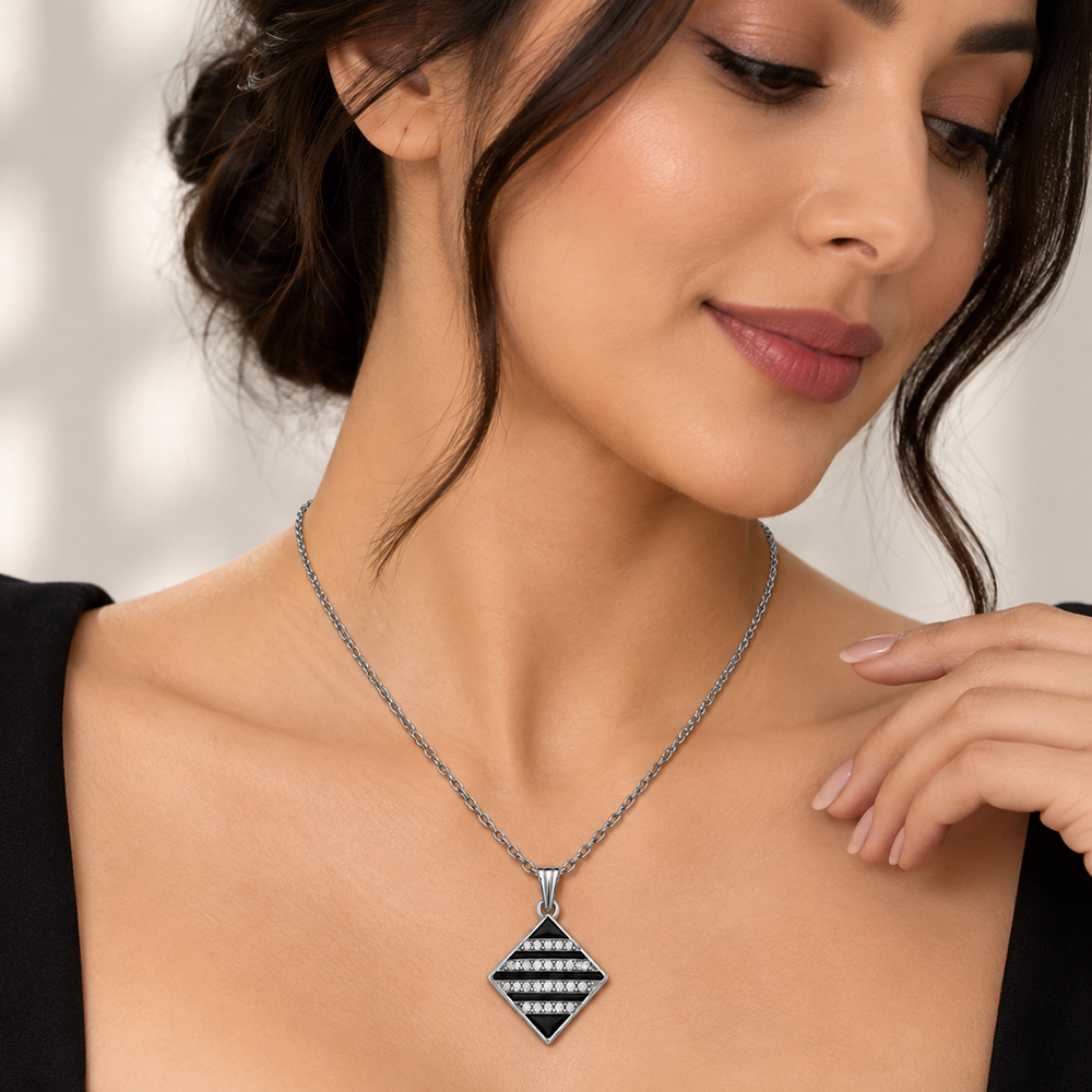 The99Jewel Glamorous Silver Plated Austrian Stone Diamond Pendant Jewellery for Women