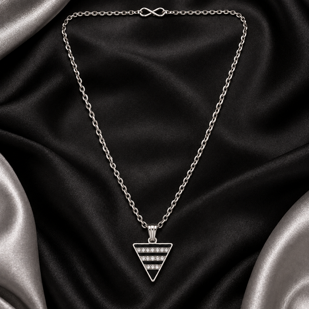 The99Jewel Glamorous Silver Plated Austrian Stone Triangle Pendant Jewellery for Women