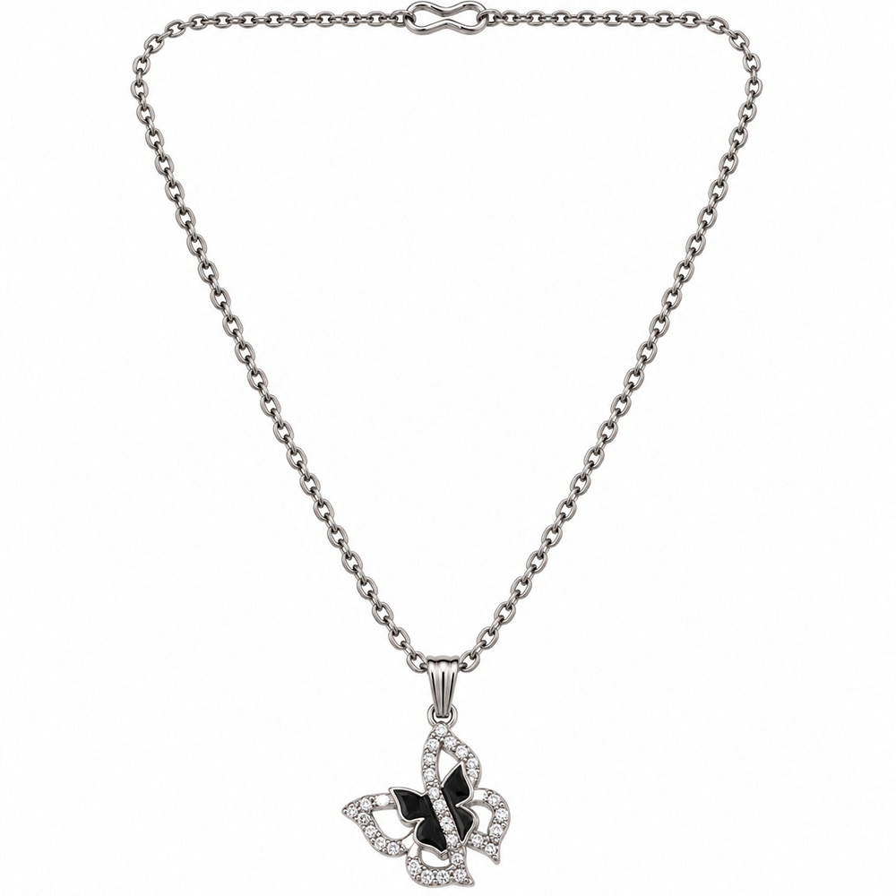 The99Jewel Glamorous Silver Plated Austrian Stone Butterfly Pendant Jewellery for Women