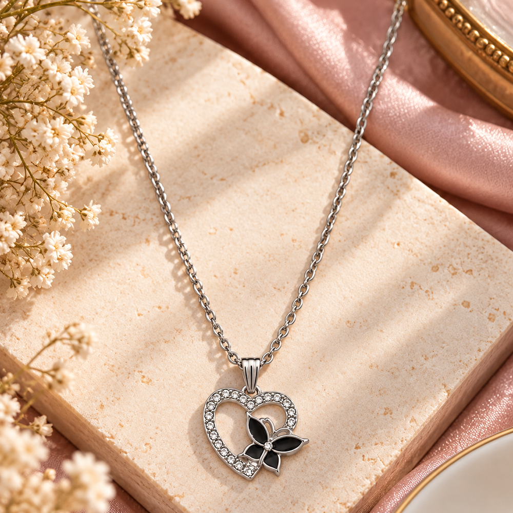 The99Jewel Glamorous Silver Plated Austrian Stone Heart Pendant Jewellery for Women