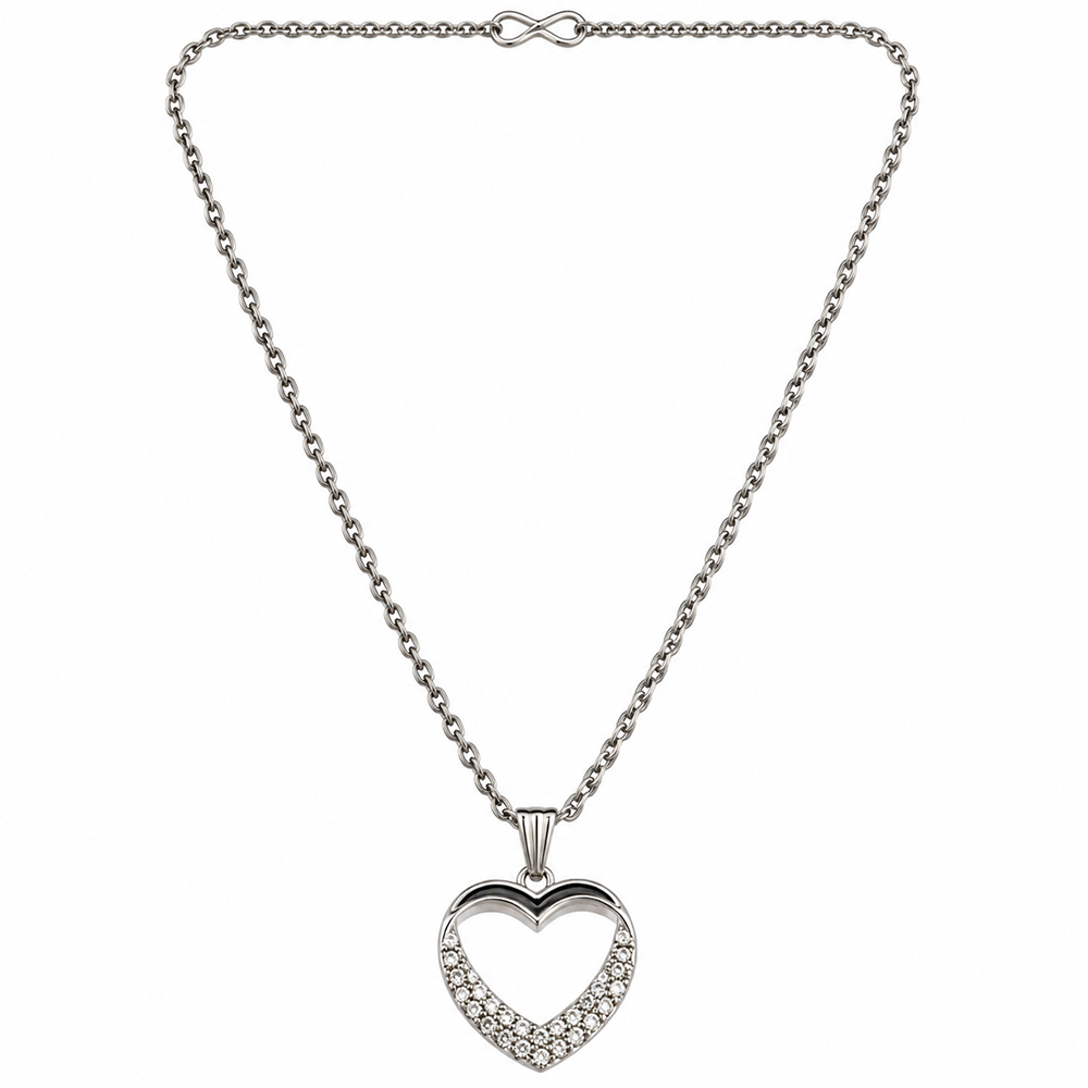 The99Jewel Glamorous Silver Plated Austrian Stone Heart Pendant Jewellery for Women