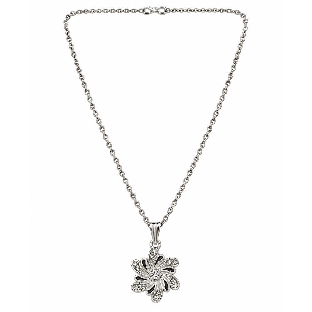The99Jewel Glamorous Silver Plated Austrian Stone Floral Pendant Jewellery for Women