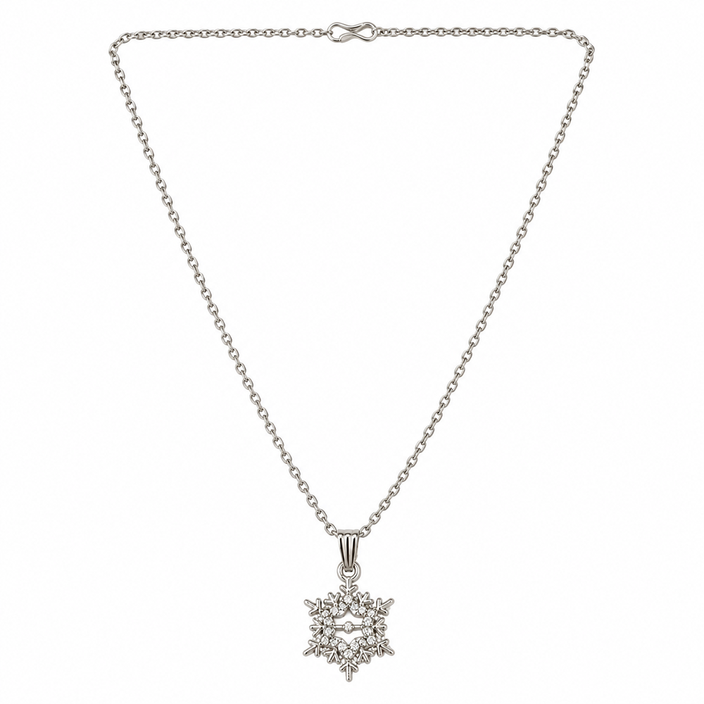 The99Jewel Glamorous Silver Plated Austrian Stone Snow Flake Pendant Jewellery for Women