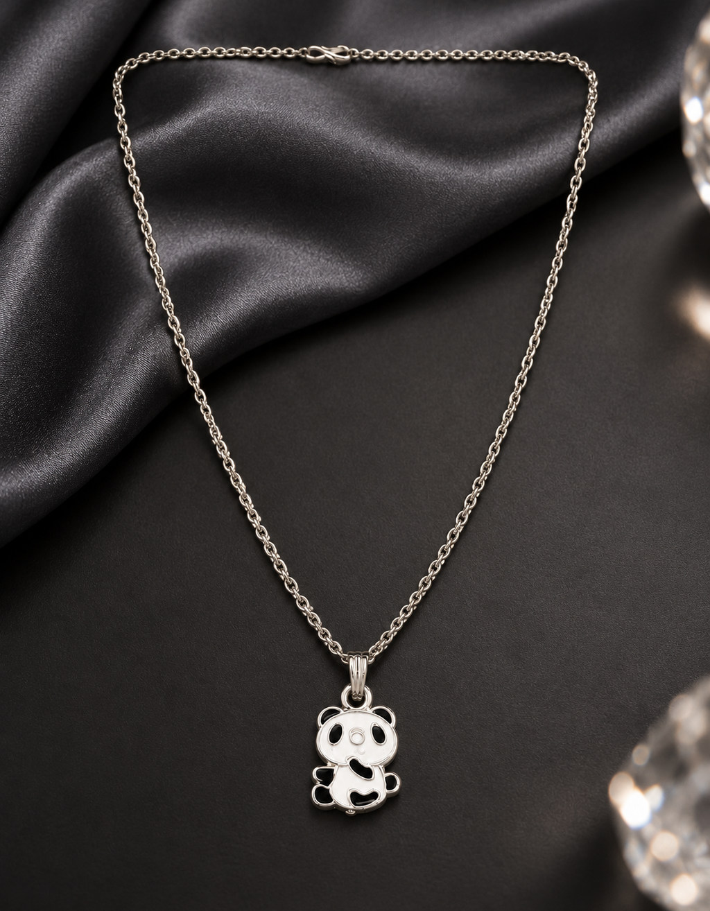 The99Jewel Glamorous Silver Plated Panda Shape Pendant Jewellery for Women