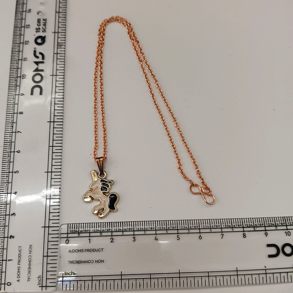The99Jewel Fashionable Rose Gold Plated Unicorn Shape Pendant Chain Necklace for Women