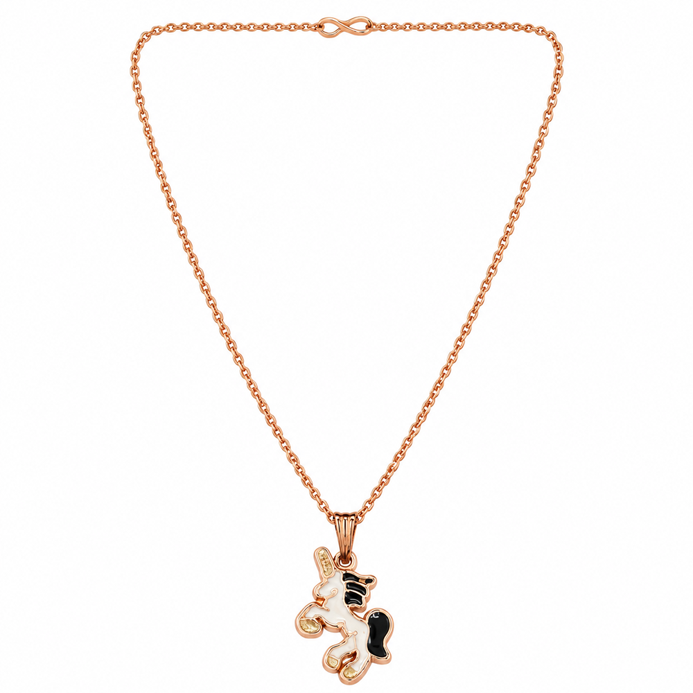 The99Jewel Fashionable Rose Gold Plated Unicorn Shape Pendant Chain Necklace for Women