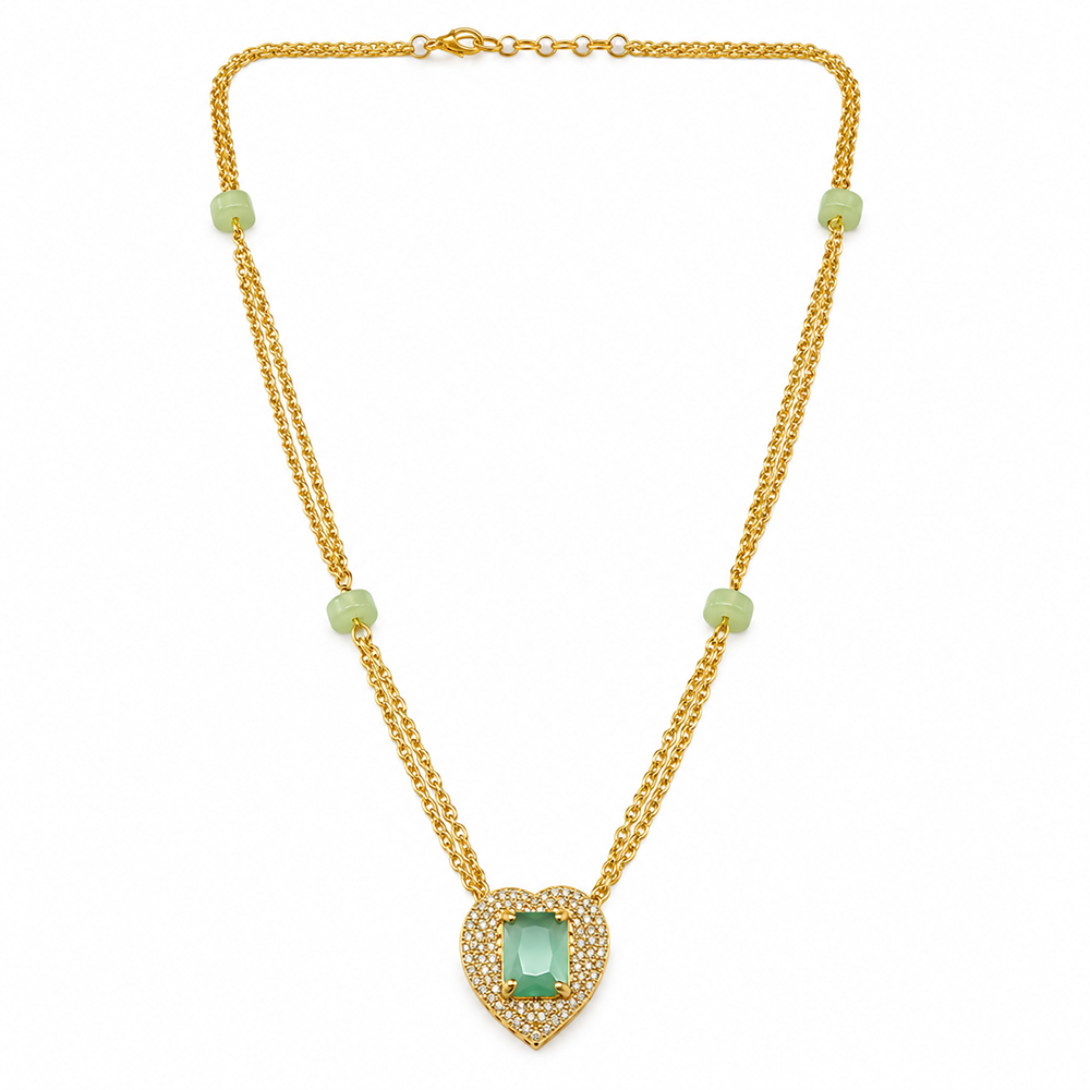 The99Jewel Pearl and Gold Beaded Necklace with Ruby and Emerald-Coloured Stone Accents