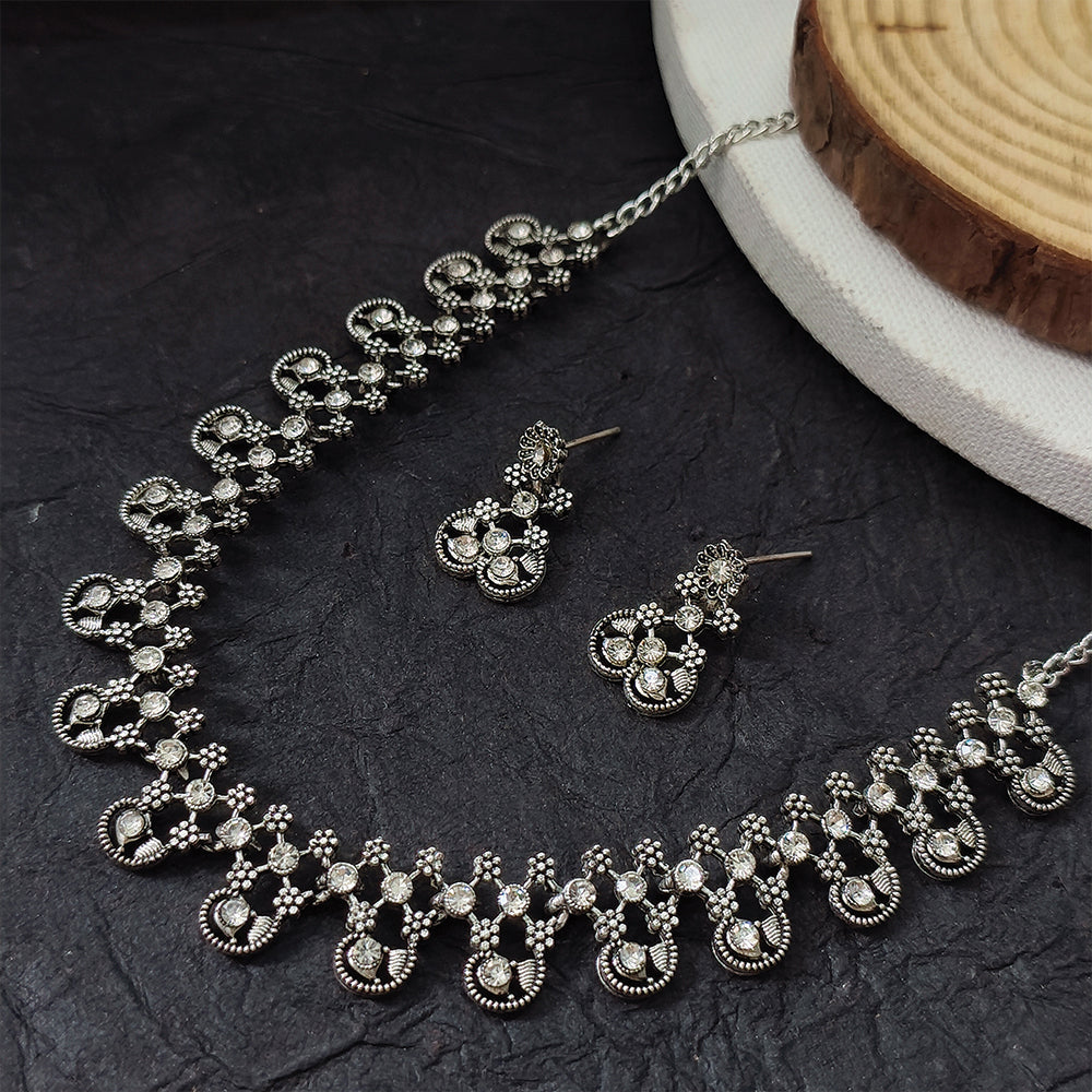 The99Jewel Silver Plated Elegant Austrian Stone Necklace set .