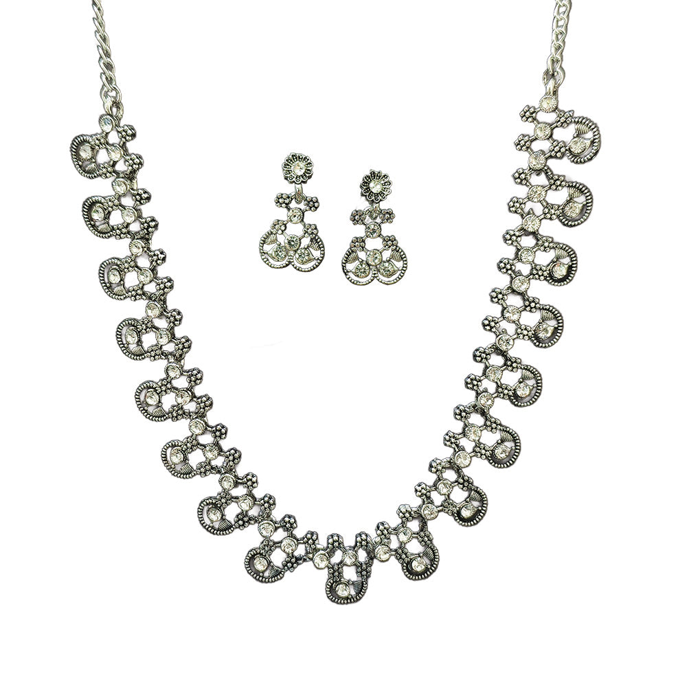 The99Jewel Silver Plated Elegant Austrian Stone Necklace set .
