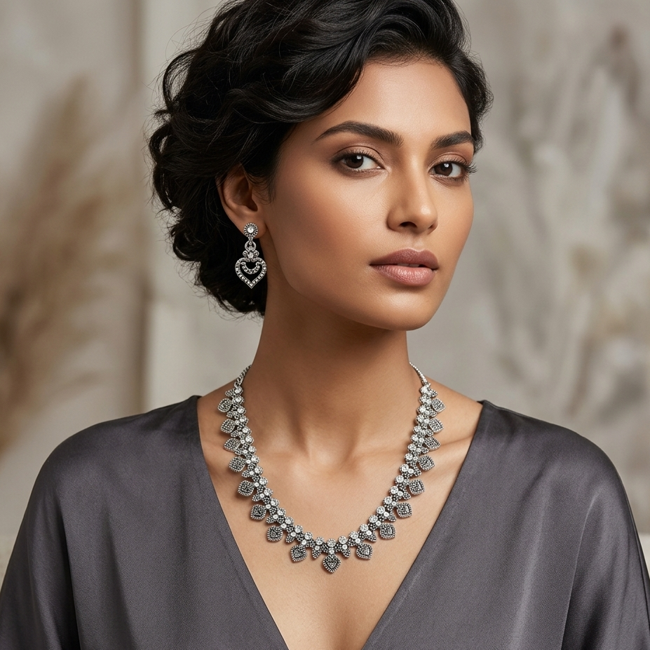 The99Jewel Silver Plated Elegant Austrian Stone Necklace set