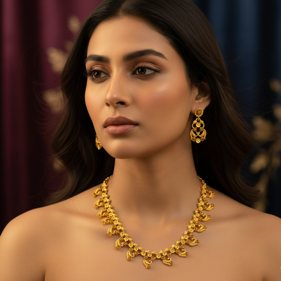 The99Jewel Gold Plated Austrian Stone Necklace Set