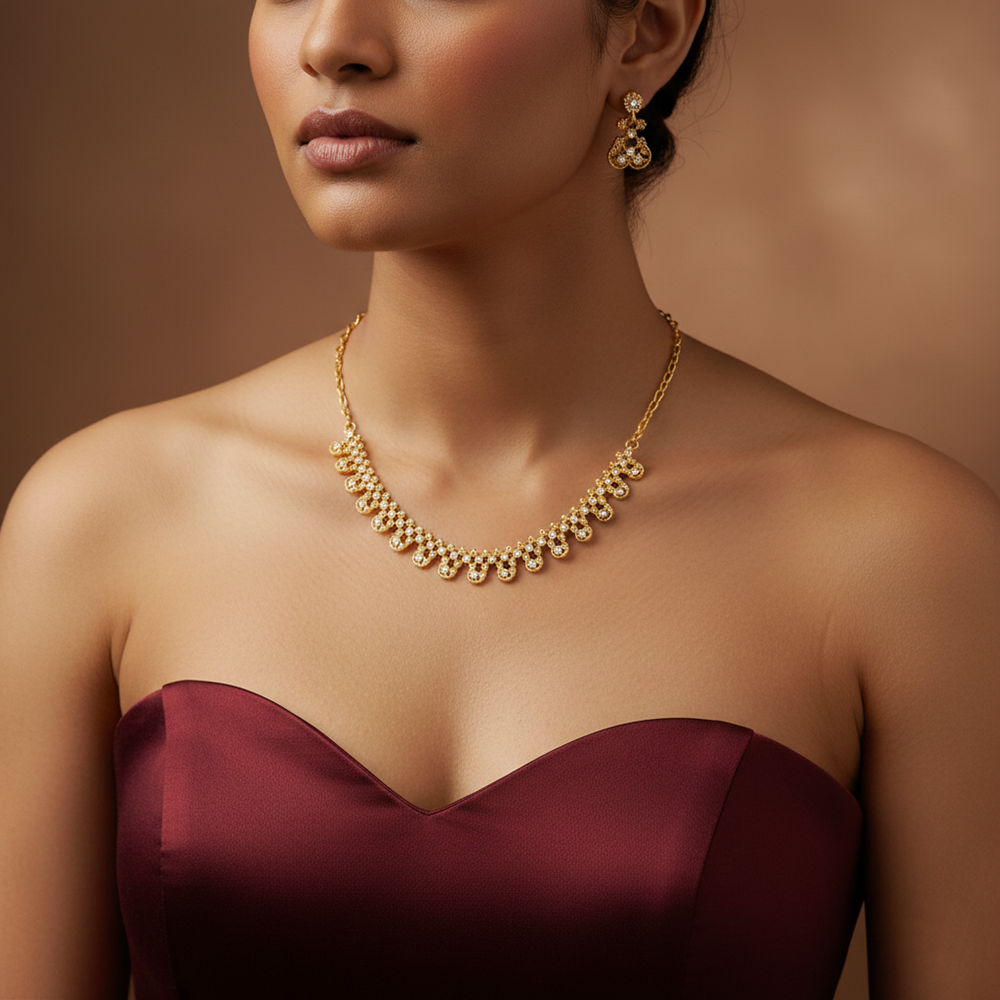 The99Jewel Gold Plated Austrian Stone Necklace Set