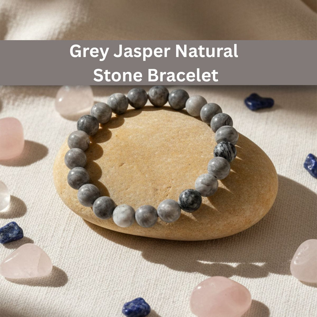 The99Jewel Grey Jasper Natural Stone Bracelet For Inner Strength With Box