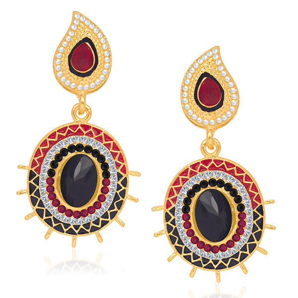JewelMaze Meenakari & Austrian Stone Dangler Earrings