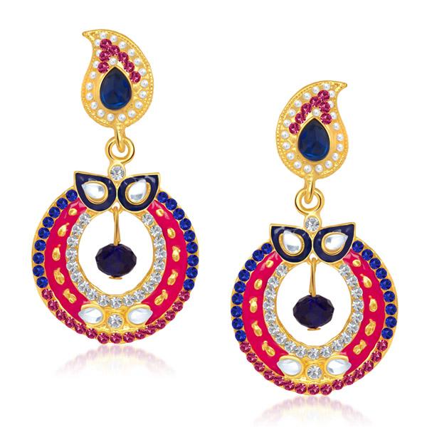The99Jewel Multicolor Meenakari Kundan Dangler Earrings -1304615
