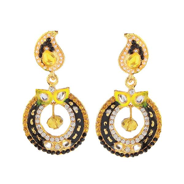 The99Jewel Black Meenakari Austrian Stone Dangler Earrings