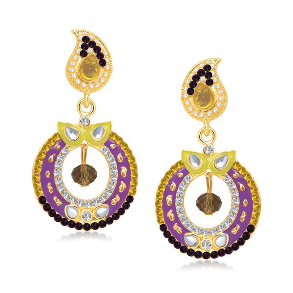 The99Jewel Multicolor Meenakari Kundan Dangler Earrings -1304623