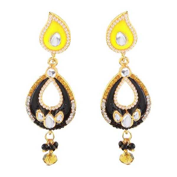 The99Jewel Black Meenakari Austrian Stone Dangler Earrings
