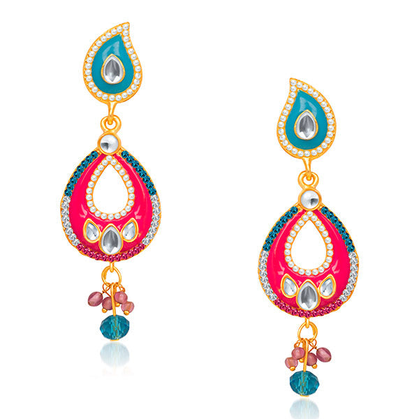 JewelMaze Meenakari & Austrian Stone Dangler Earrings