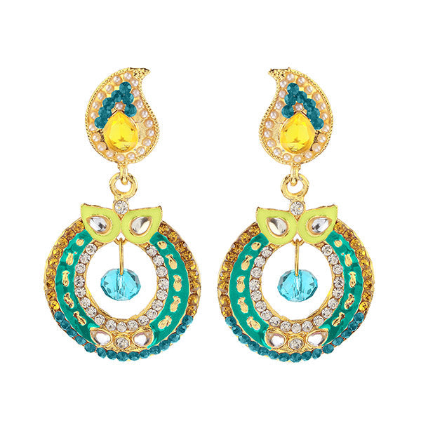 The99Jewel Blue Meenakari Gold Plated Dangler Earrings