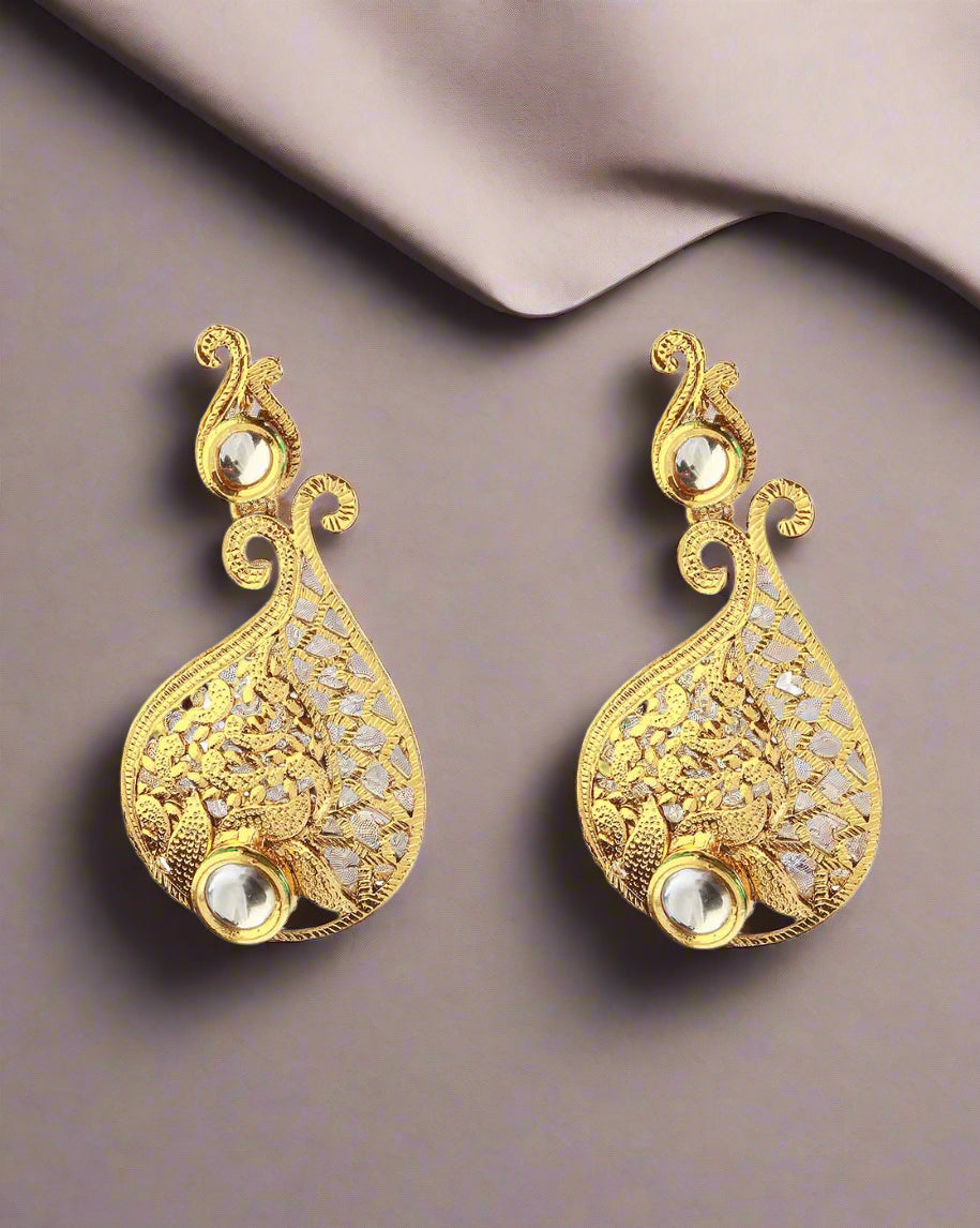 The99Jewel Gold Plated Ethnic Gold Dangler Earrings