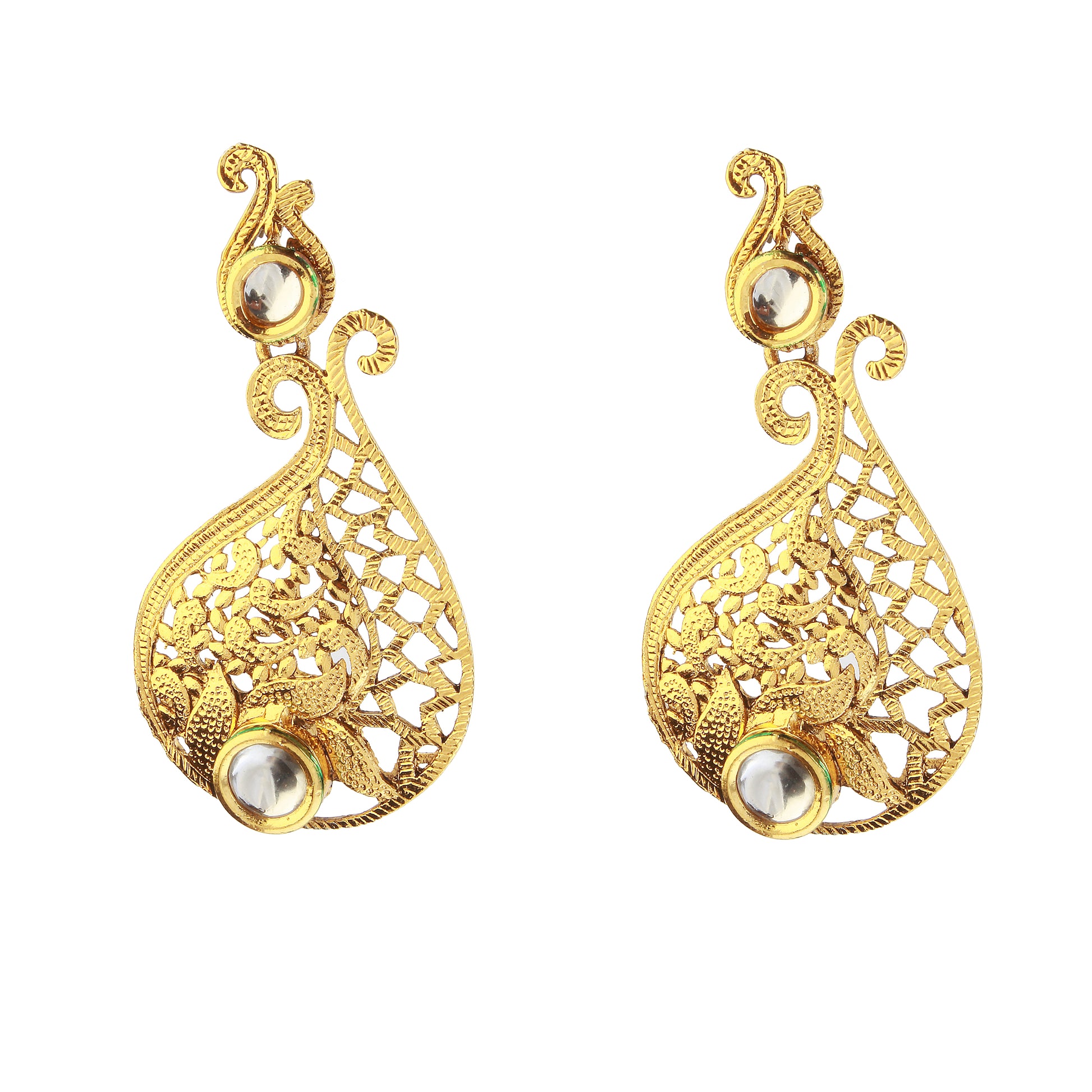 The99Jewel Gold Plated Ethnic Gold Dangler Earrings