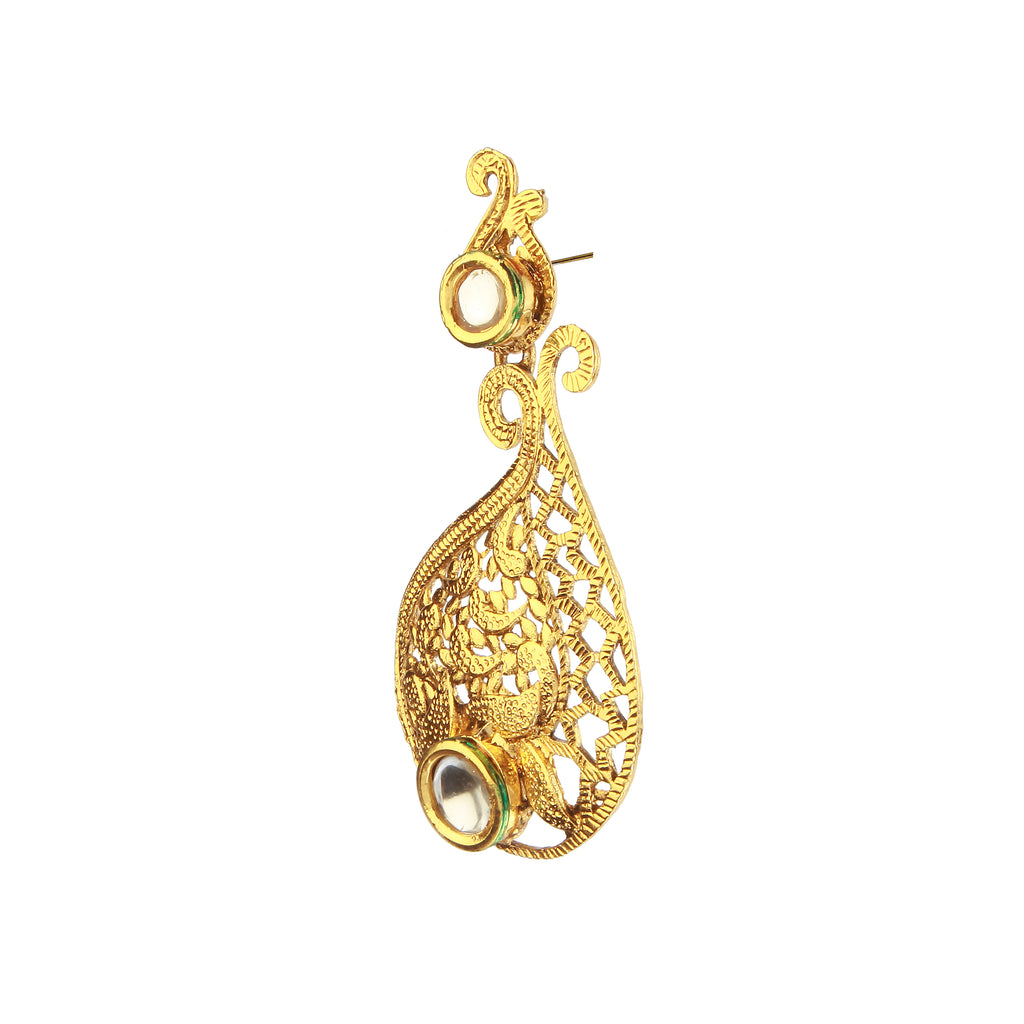 The99Jewel Gold Plated Ethnic Gold Dangler Earrings