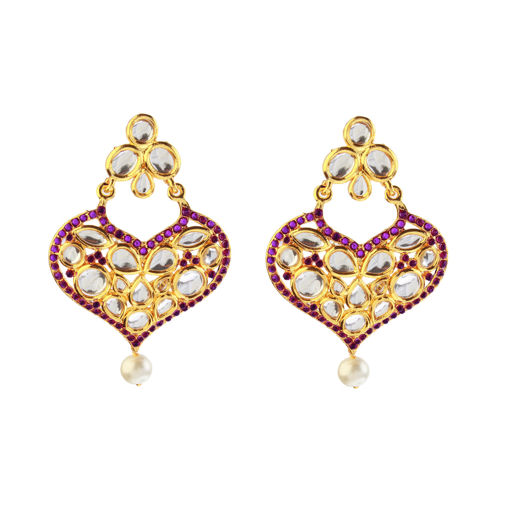 The99Jewel Gold Plated Ethnic Purple Dangler Earrings