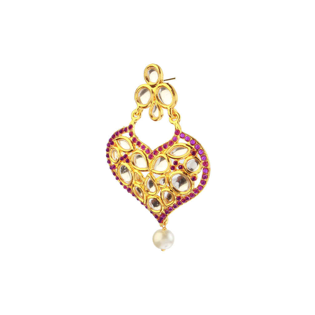 The99Jewel Gold Plated Ethnic Purple Dangler Earrings