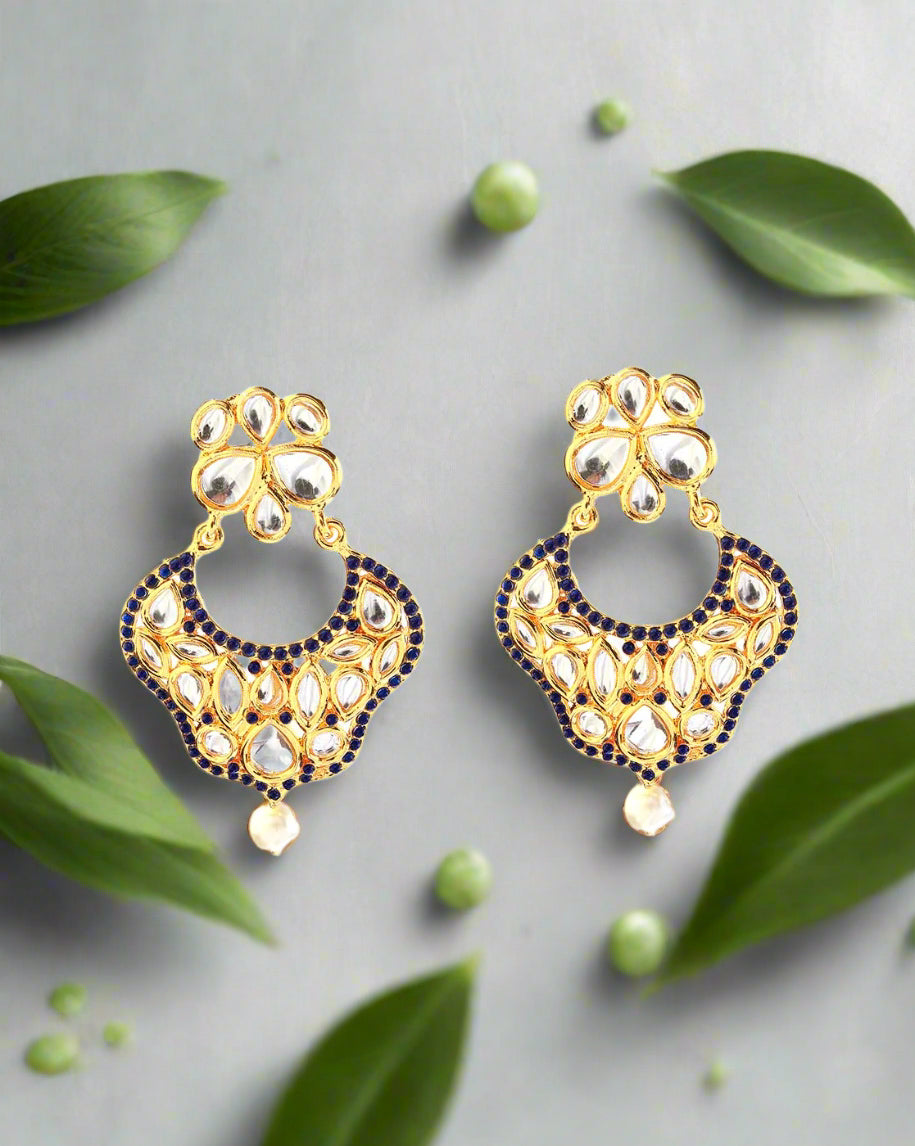The99Jewel Gold Plated Ethnic Blue Dangler Earrings