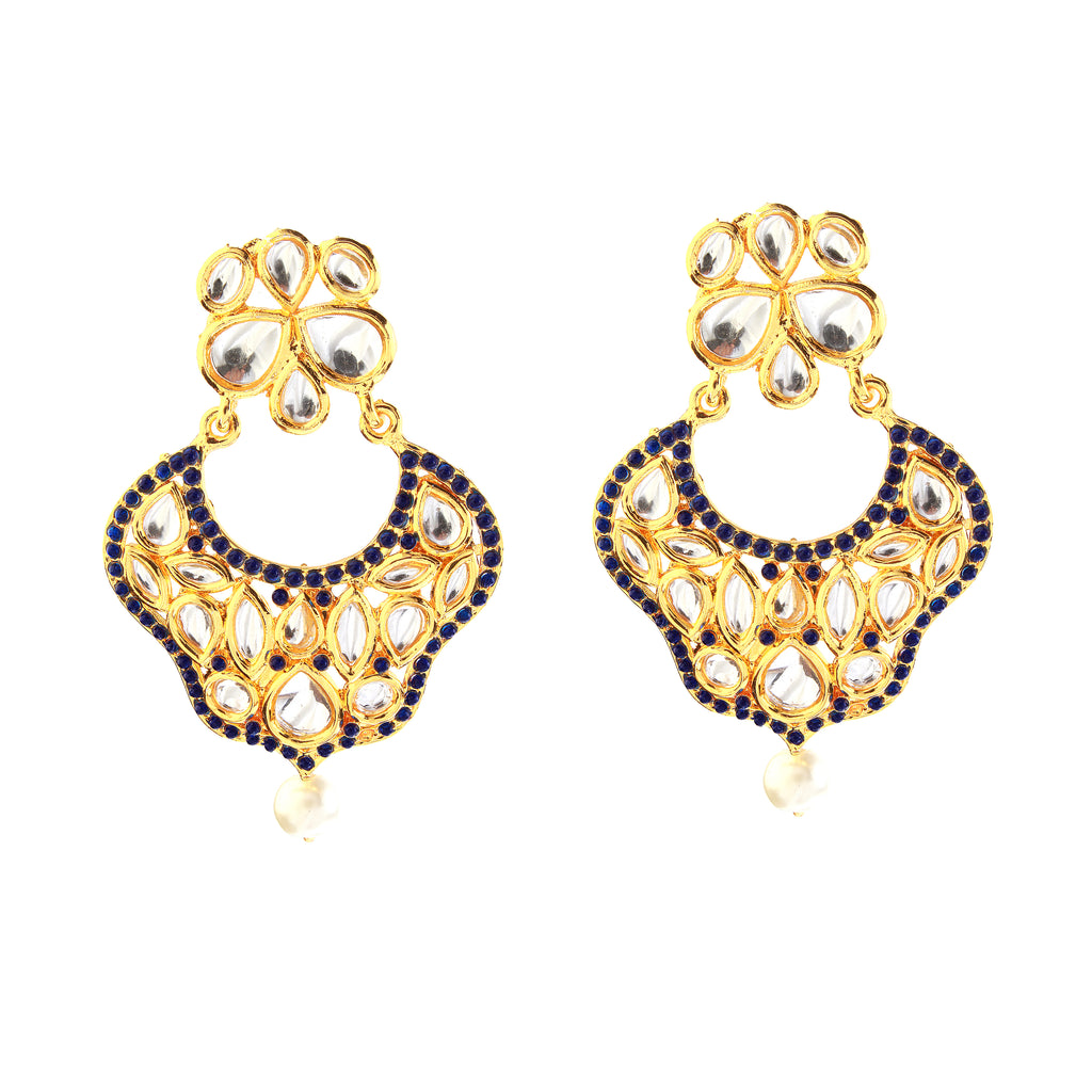 The99Jewel Gold Plated Ethnic Blue Dangler Earrings