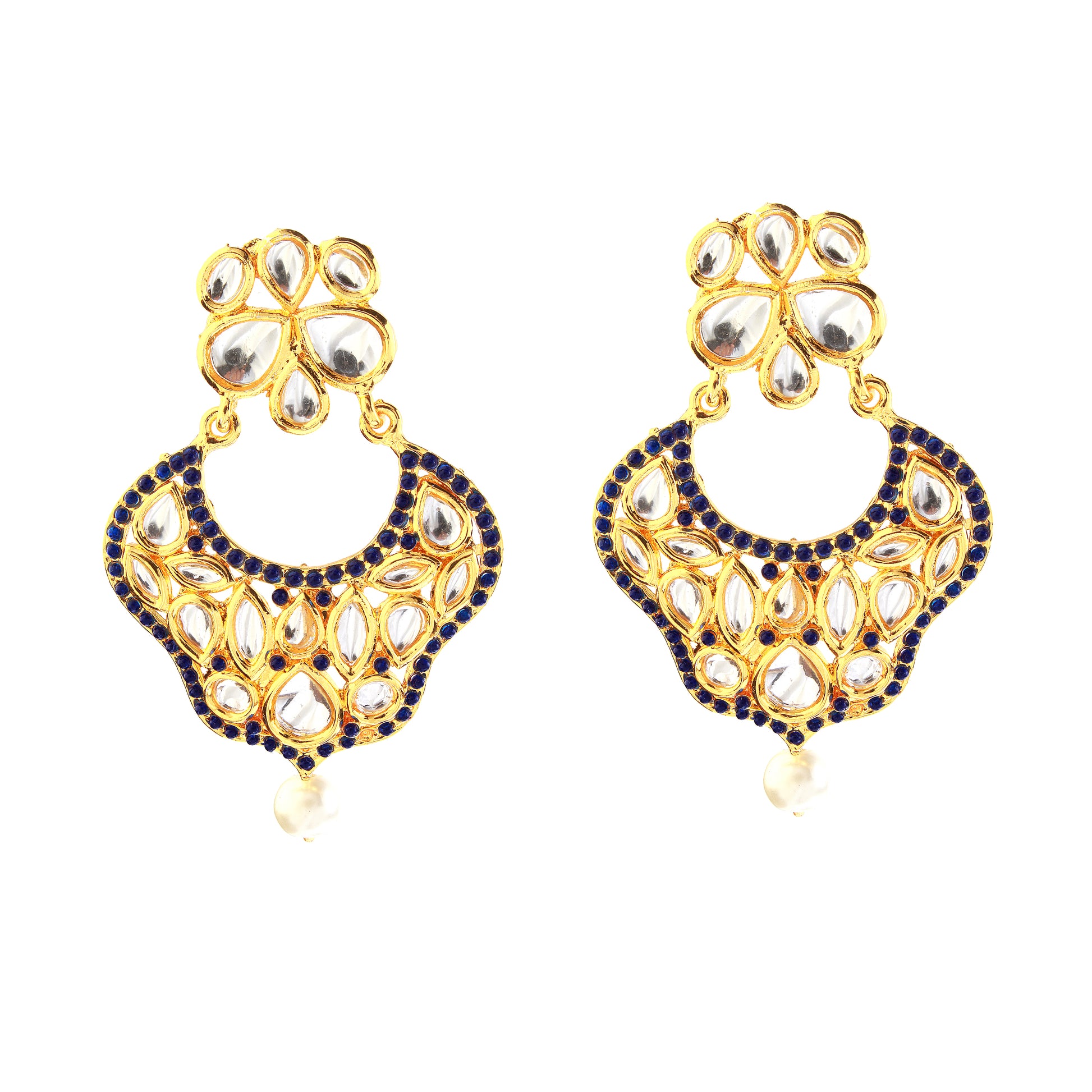 The99Jewel Gold Plated Ethnic Blue Dangler Earrings