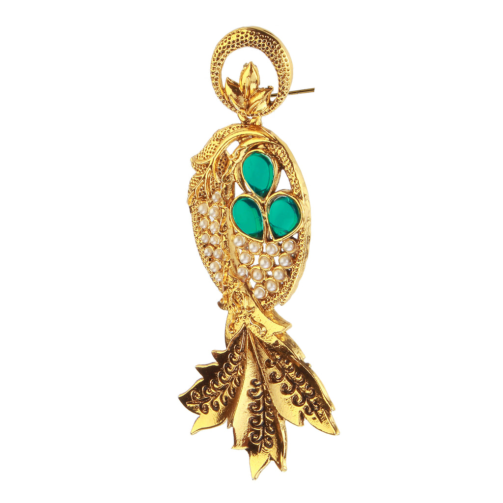 The99Jewel Gold Plated Ethnic Green Dangler Earrings