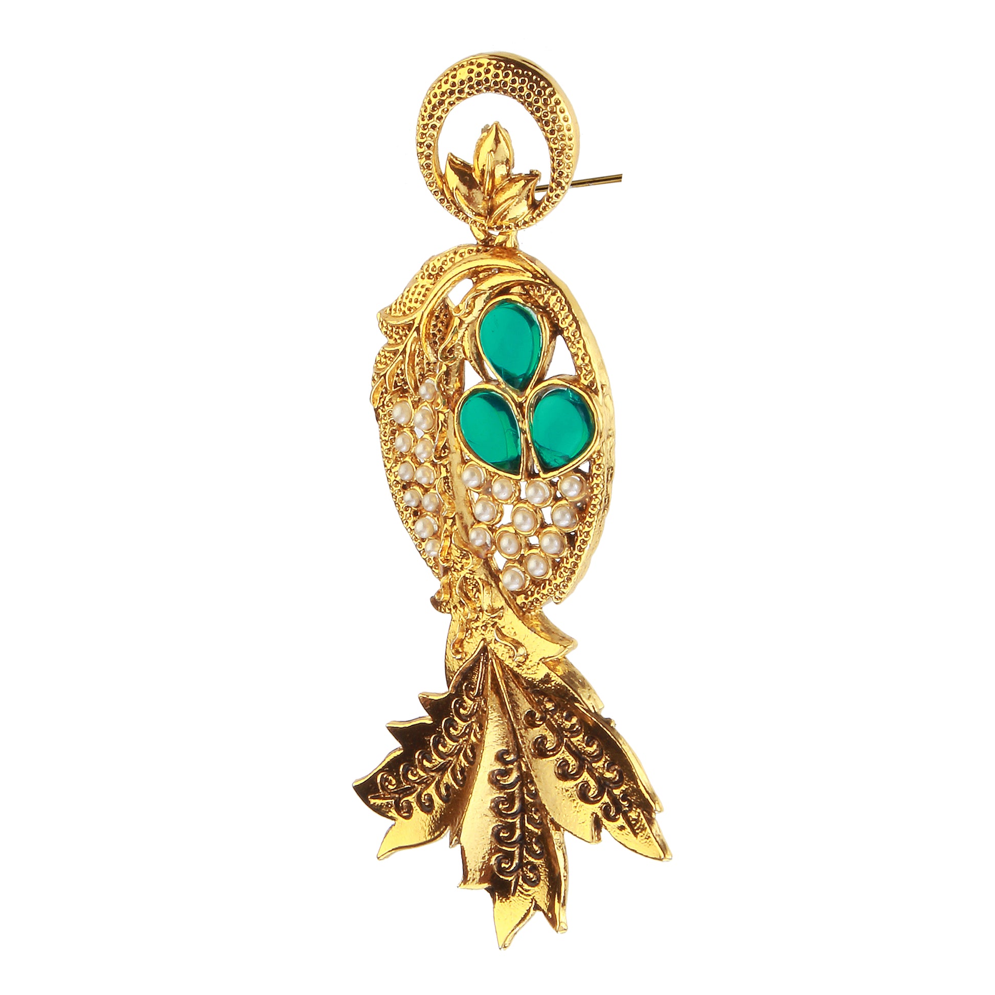 The99Jewel Gold Plated Ethnic Green Dangler Earrings