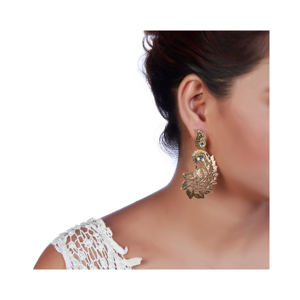 The99Jewel Gold Plated Ethnic Gold Dangler Earrings